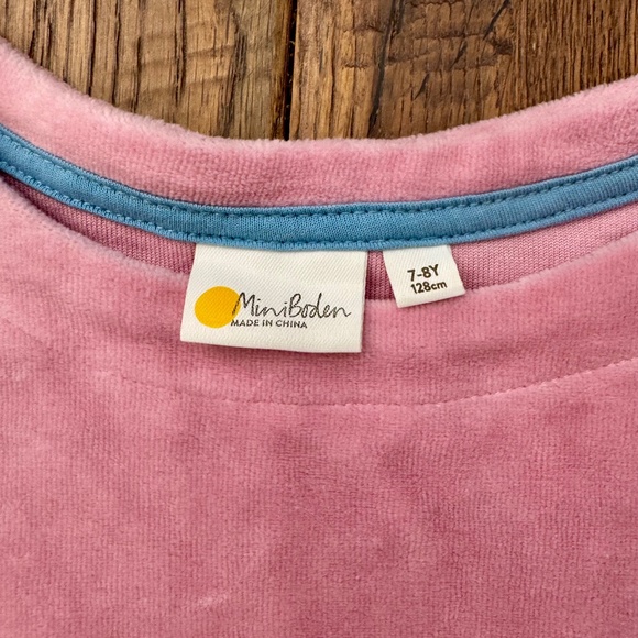 Mini Boden Twirly Velour Applique Bunny Dress Cameo Pink Girls Size 7 8 - Picture 3 of 5